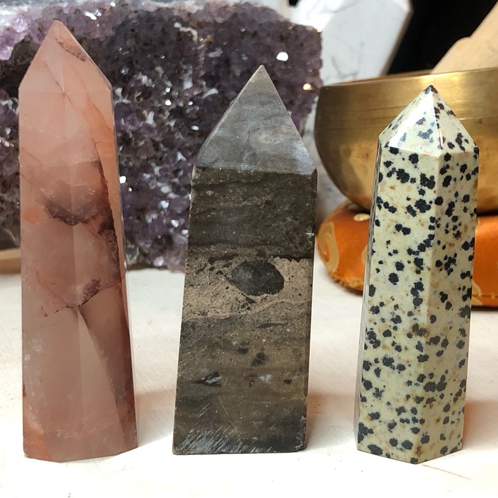 Fire Quartz, Jasper, Dalmatian Jasper Towers
